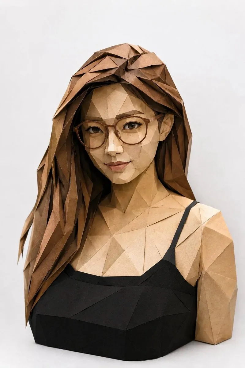 Low-Poly Origami Papercraft Portrait reference