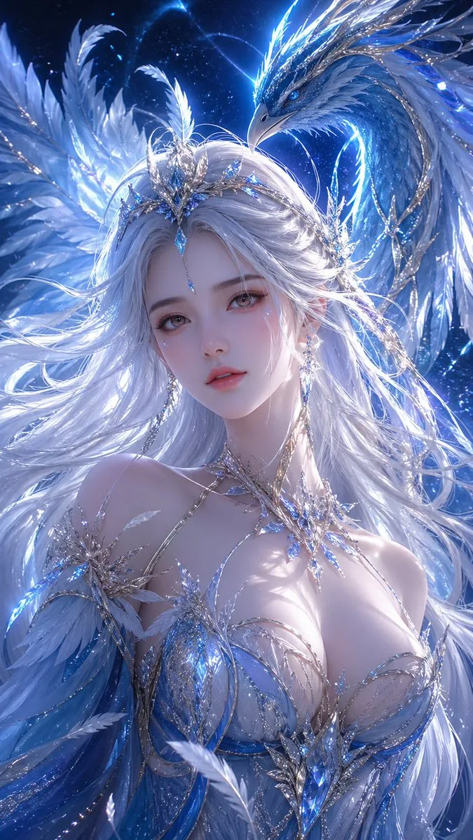 Fantasy Ice Phoenix Goddess Illustration reference