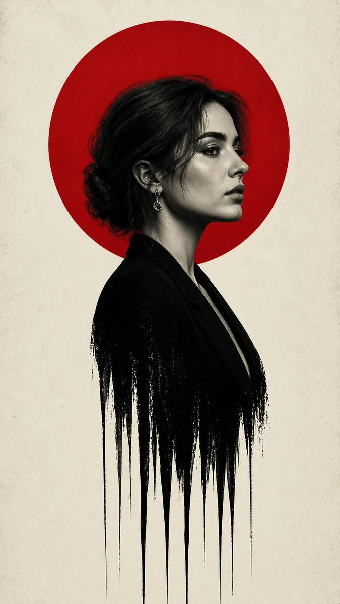 Noir Woman With Red Halo Poster reference