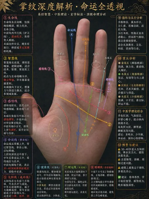 Traditional Palmistry Analysis Infographic reference