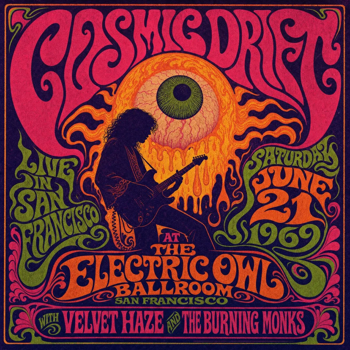 Psychedelic Cosmic Drift Concert Poster reference