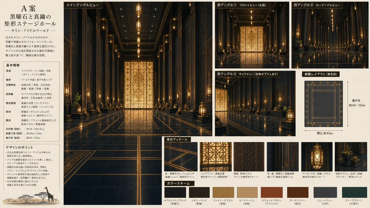 Obsidian Brass Stage Hall Sheet reference