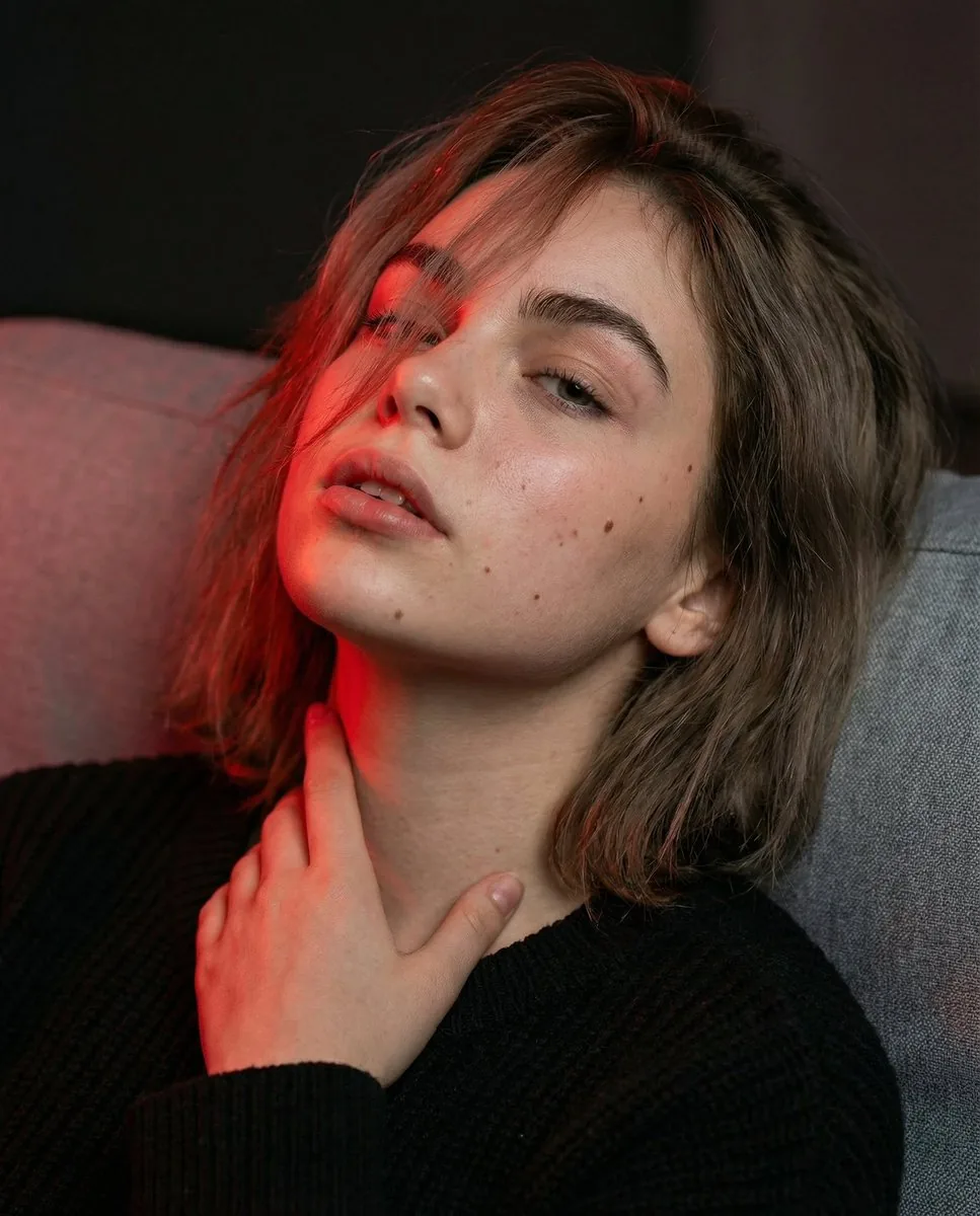 Cinematic Portrait with Identity Lock and Red Lighting reference