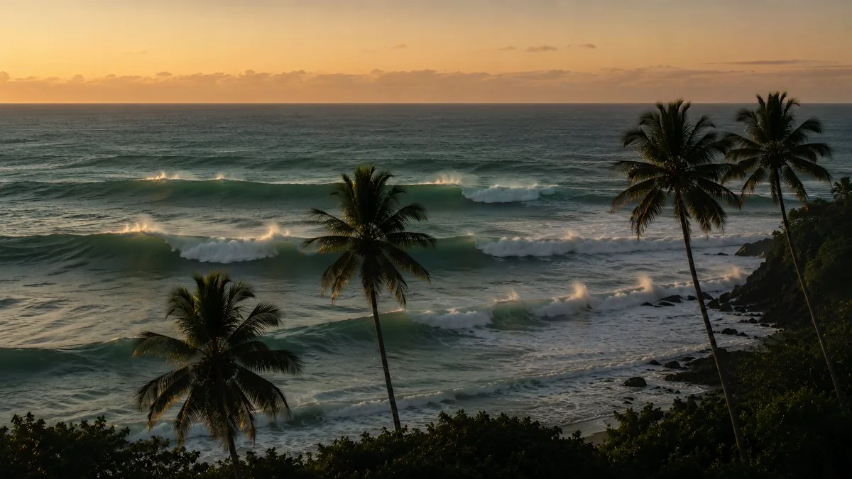 Tropical Sunset Ocean Wallpaper reference