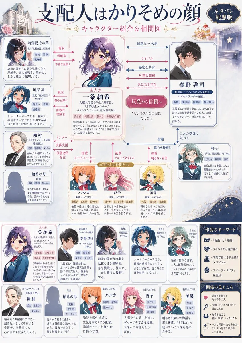Japanese Character Relationship Chart Poster reference