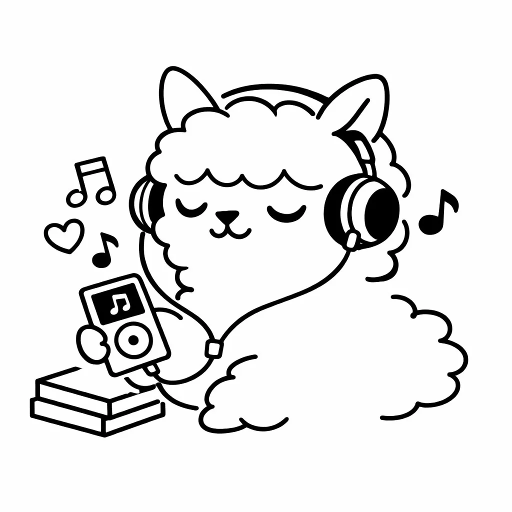 Line Art Animal Listening to Music reference