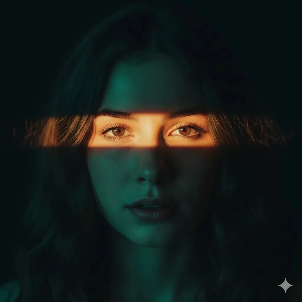 Cinematic Portrait with Dramatic Light Strip reference