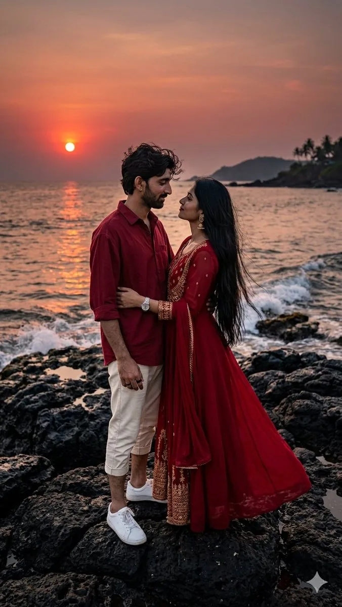 Romantic Sunset Couple Portrait reference
