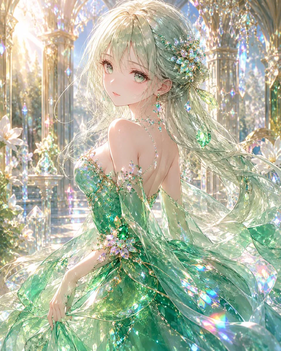 Emerald Crystal Fantasy Dress reference