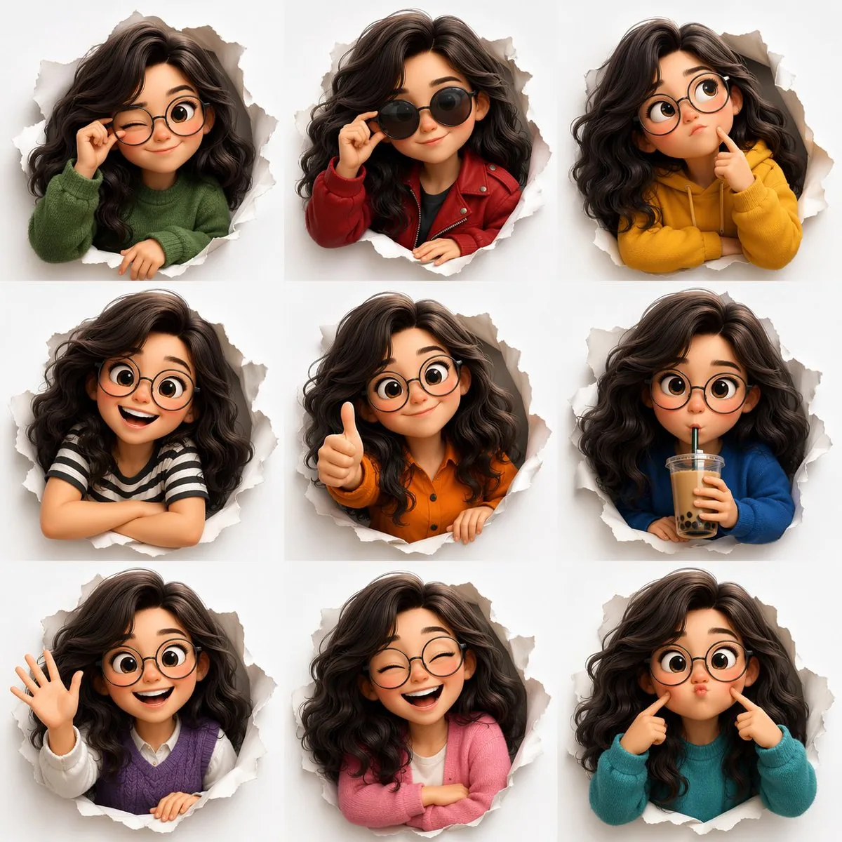3D Animated Character Expression Grid reference