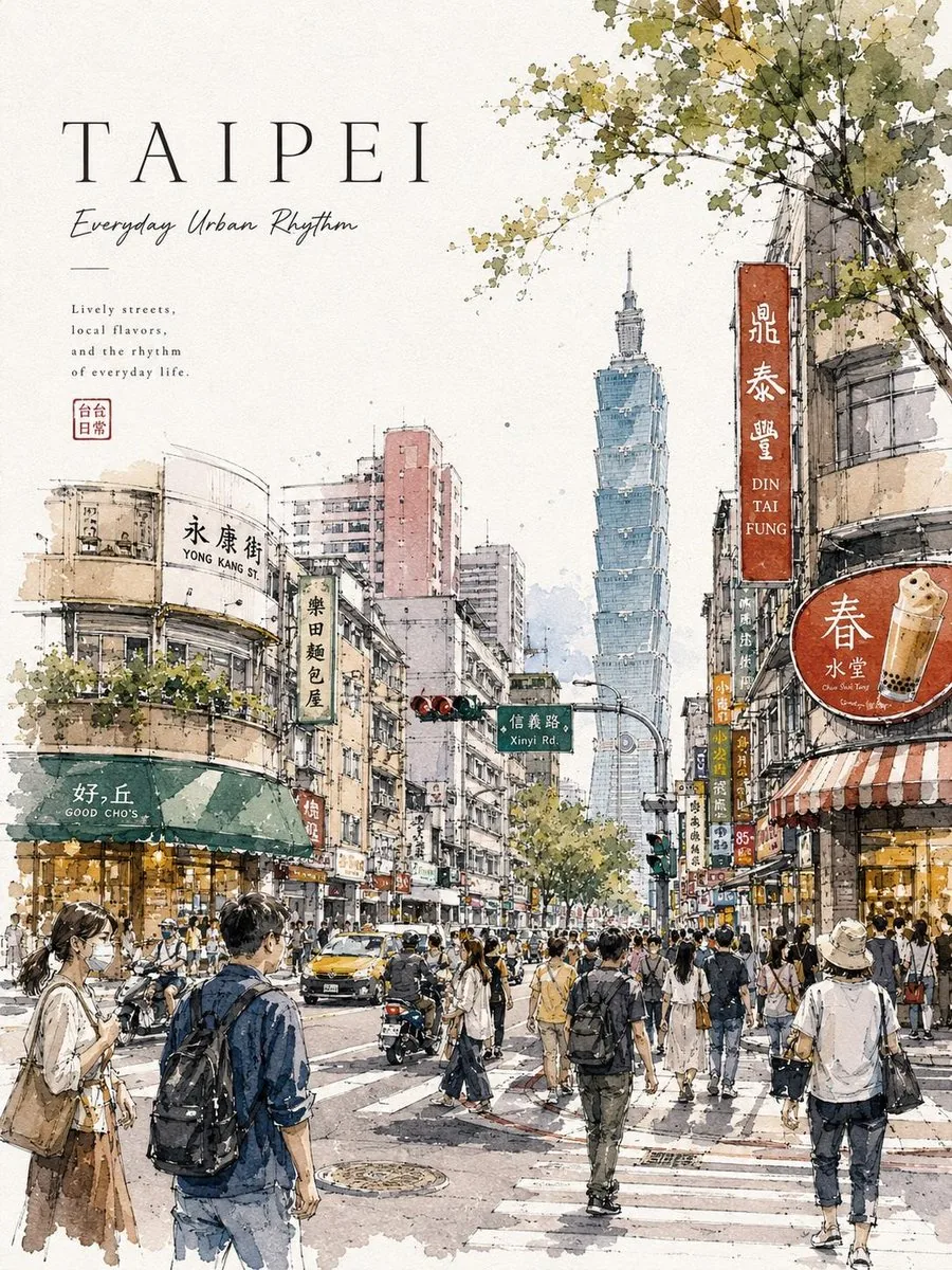 Watercolor Urban Travel Poster reference