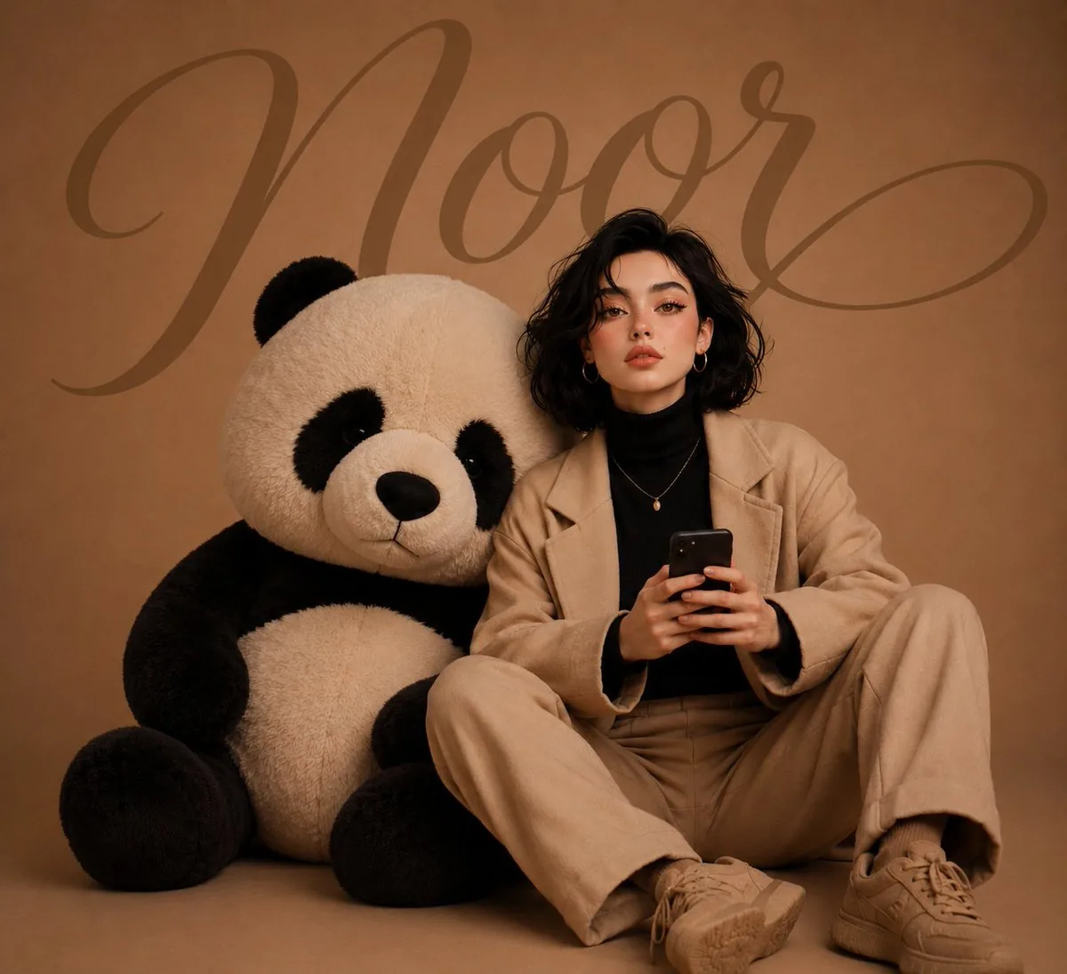 Girl with Giant Plush Panda reference