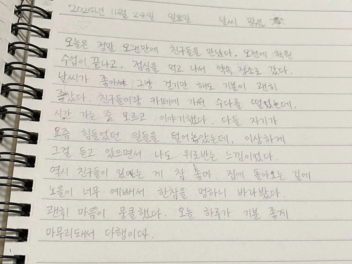 Handwritten Korean Journal Entry reference