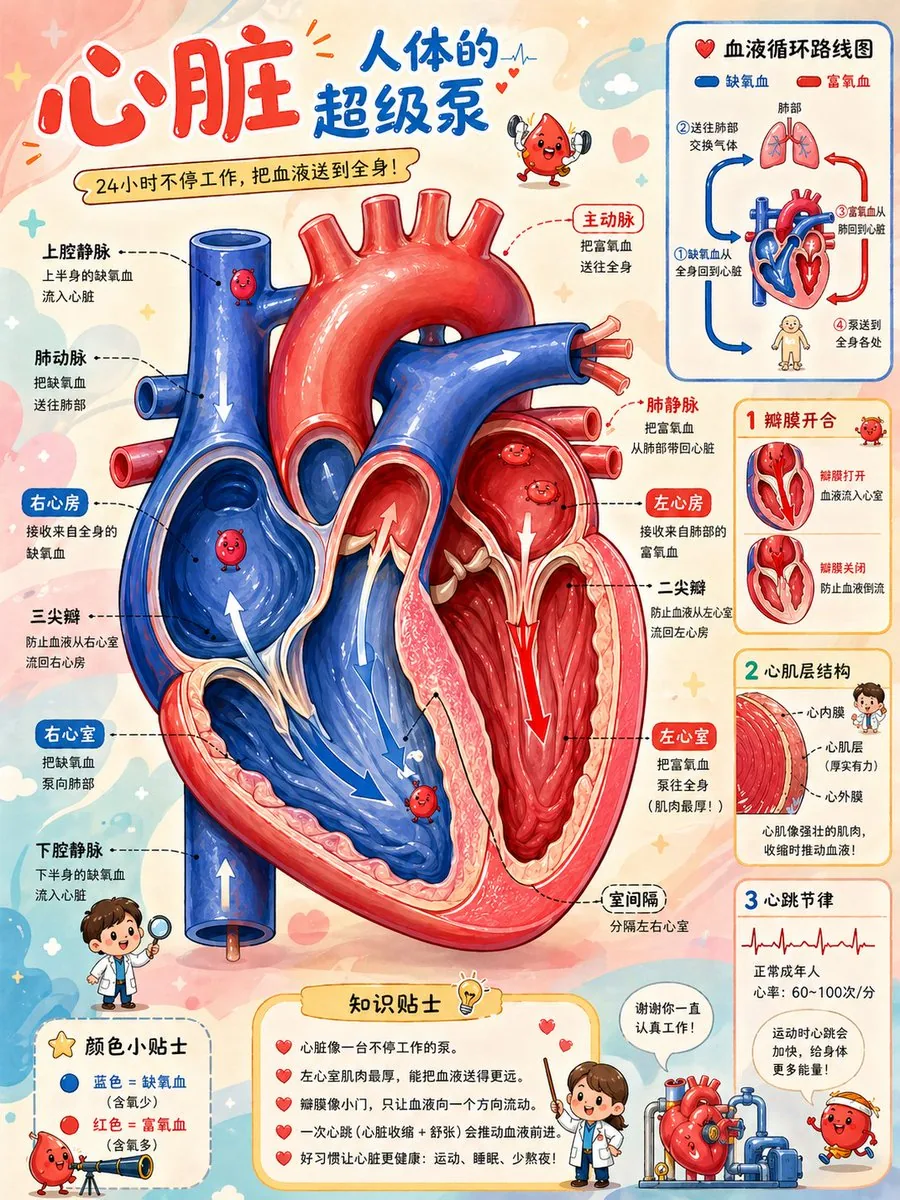 Cute Heart Cutaway Infographic reference
