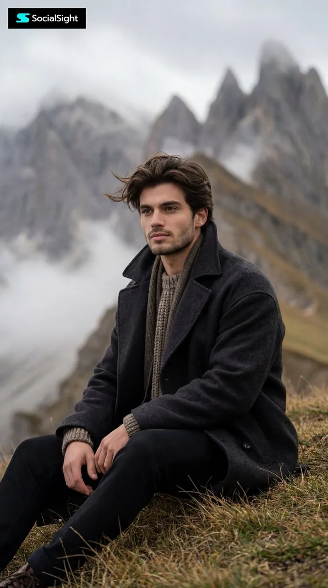 Nordic Cinematic Mountain Portrait - Nano Banana Pro AI Prompt for Social Media Post reference