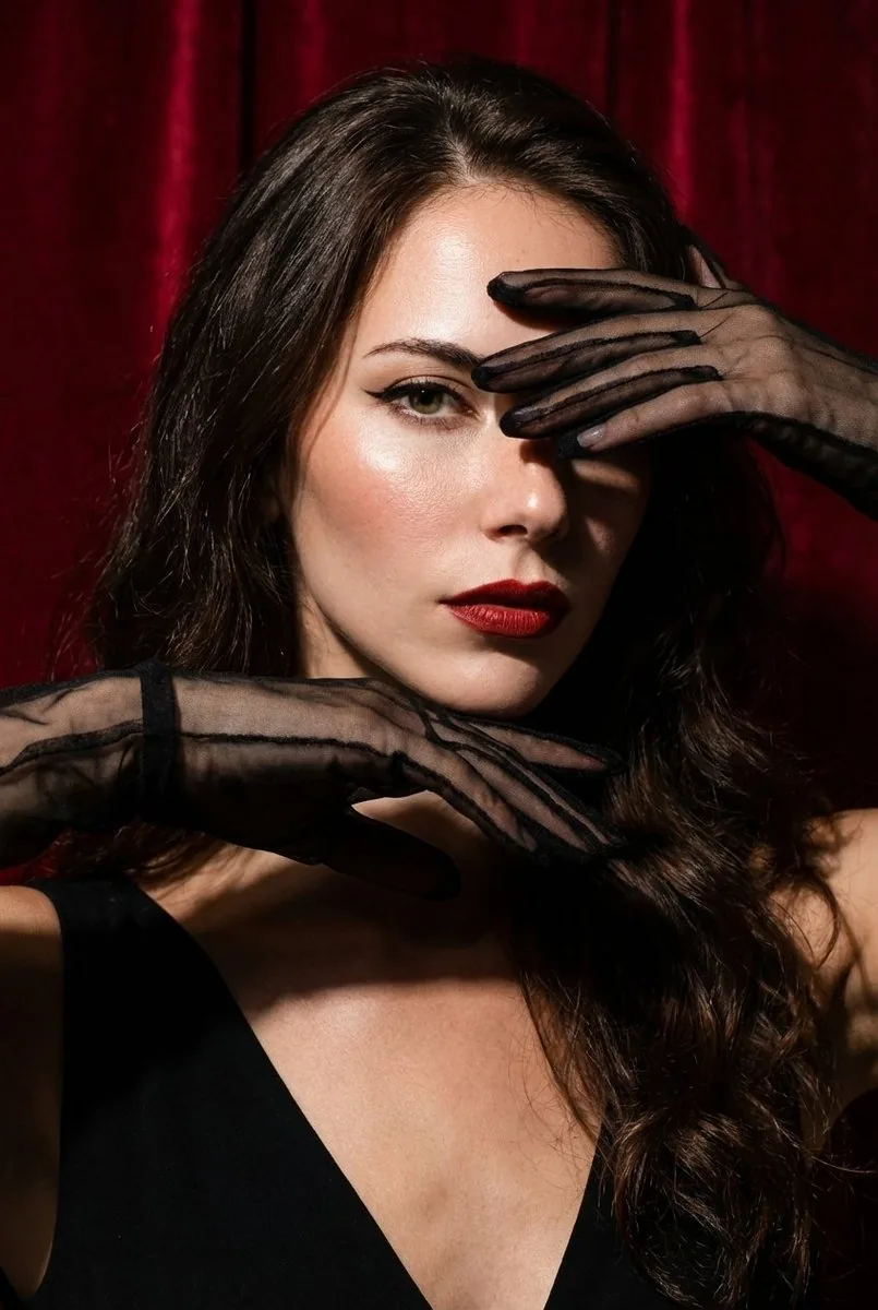 High-Fashion Editorial Portrait with Dramatic Hand Pose - Nano Banana Pro AI Prompt for Social Media Post reference