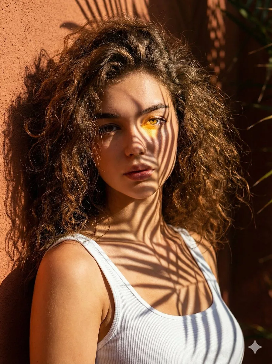 High-Contrast Palm Shadow Portrait reference