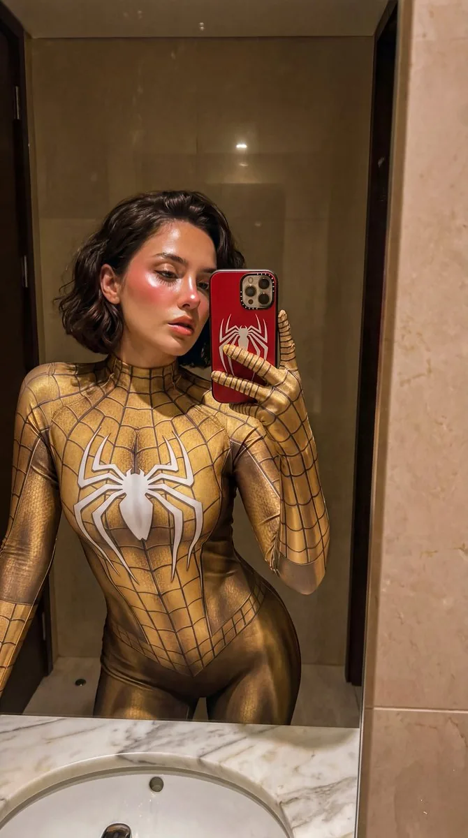 Gold Symbiote Mirror Selfie Prompt - Nano Banana Pro AI Prompt for Social Media Post reference