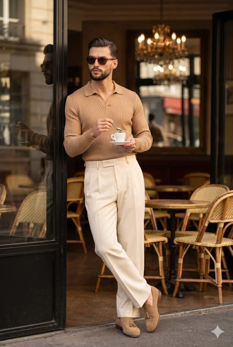 Italian Lifestyle Menswear Photography - Nano Banana Pro AI Prompt for Product Marketing reference