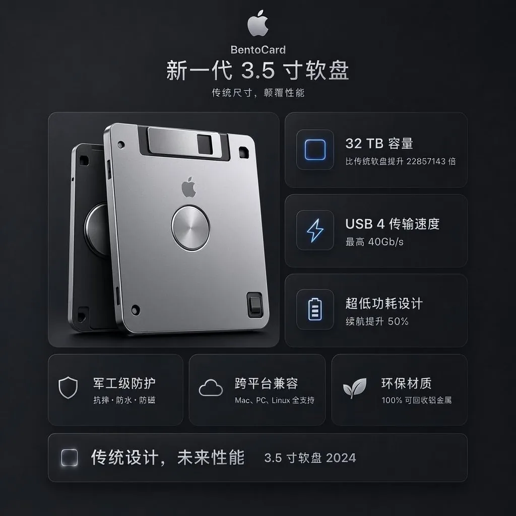 Futuristic BentoCard Floppy Ad reference