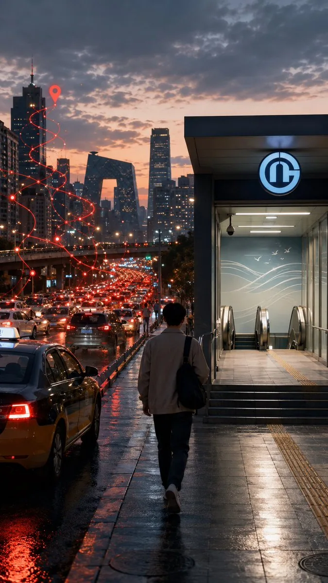 Rainy Beijing Metro Commute reference