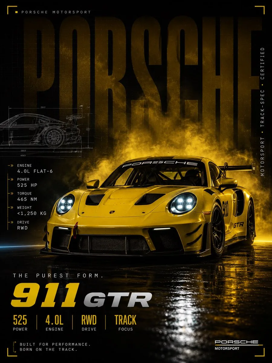 Cinematic Porsche Motorsport Poster reference