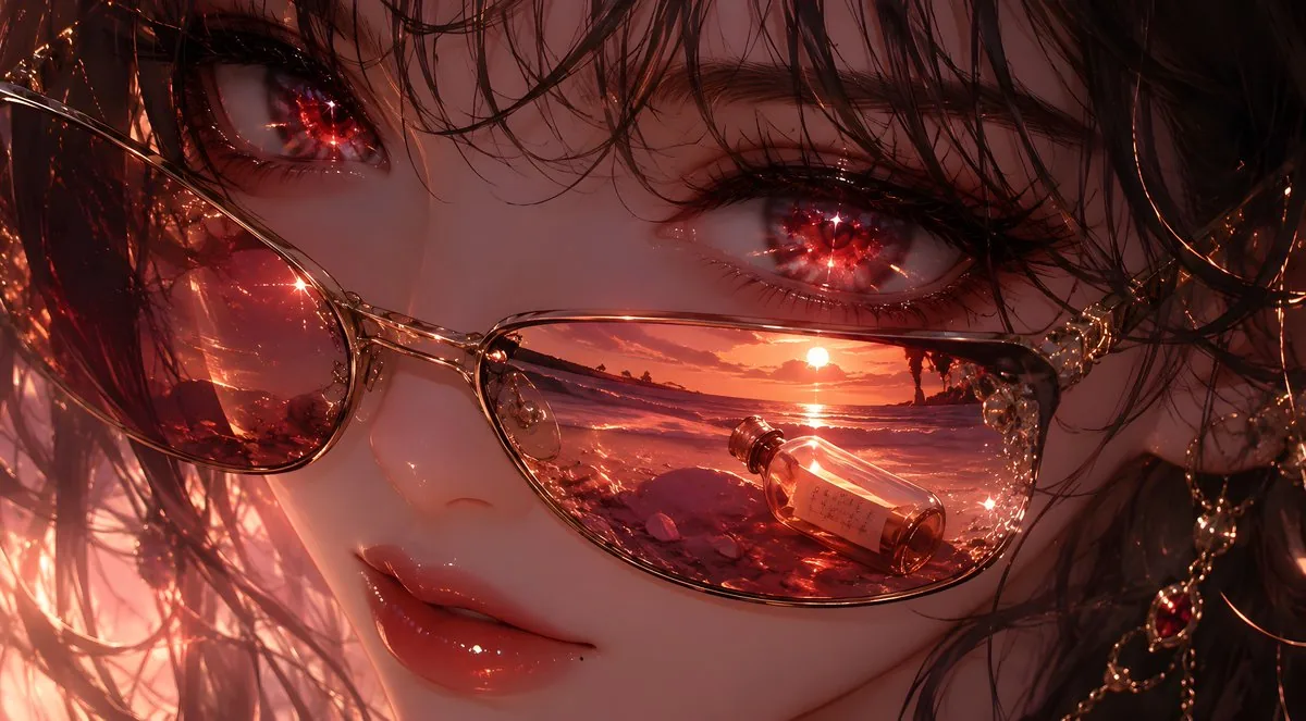 Crimson Eyes Glasses Reflection Portrait reference
