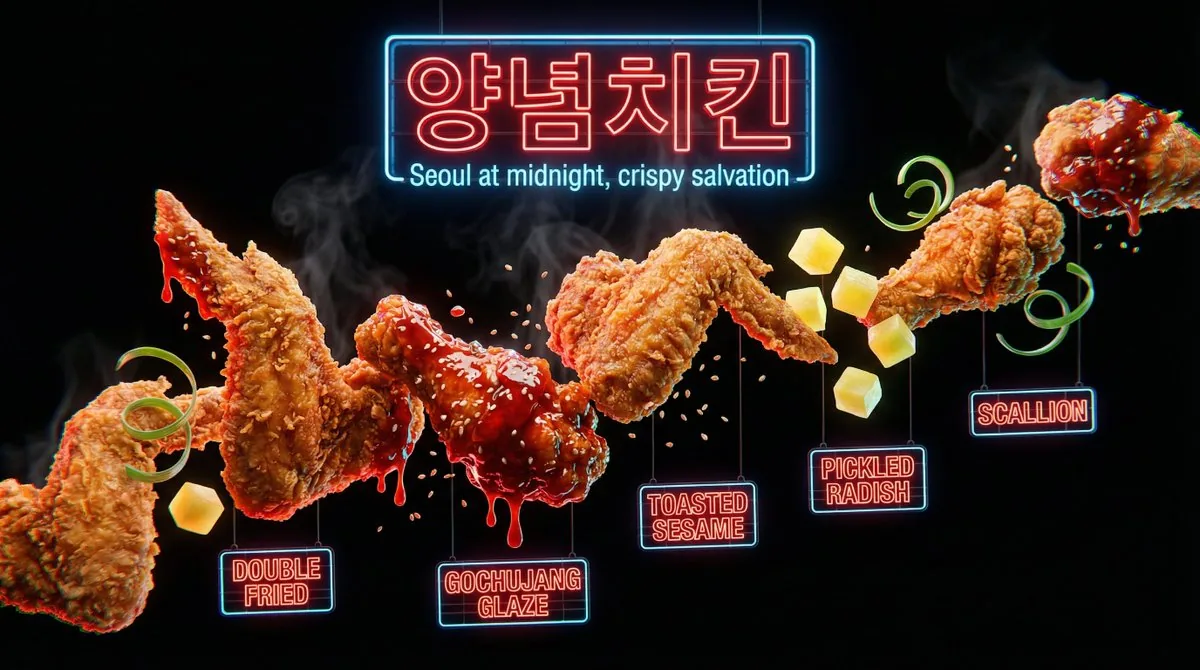 Neon Night Market Food Photography reference