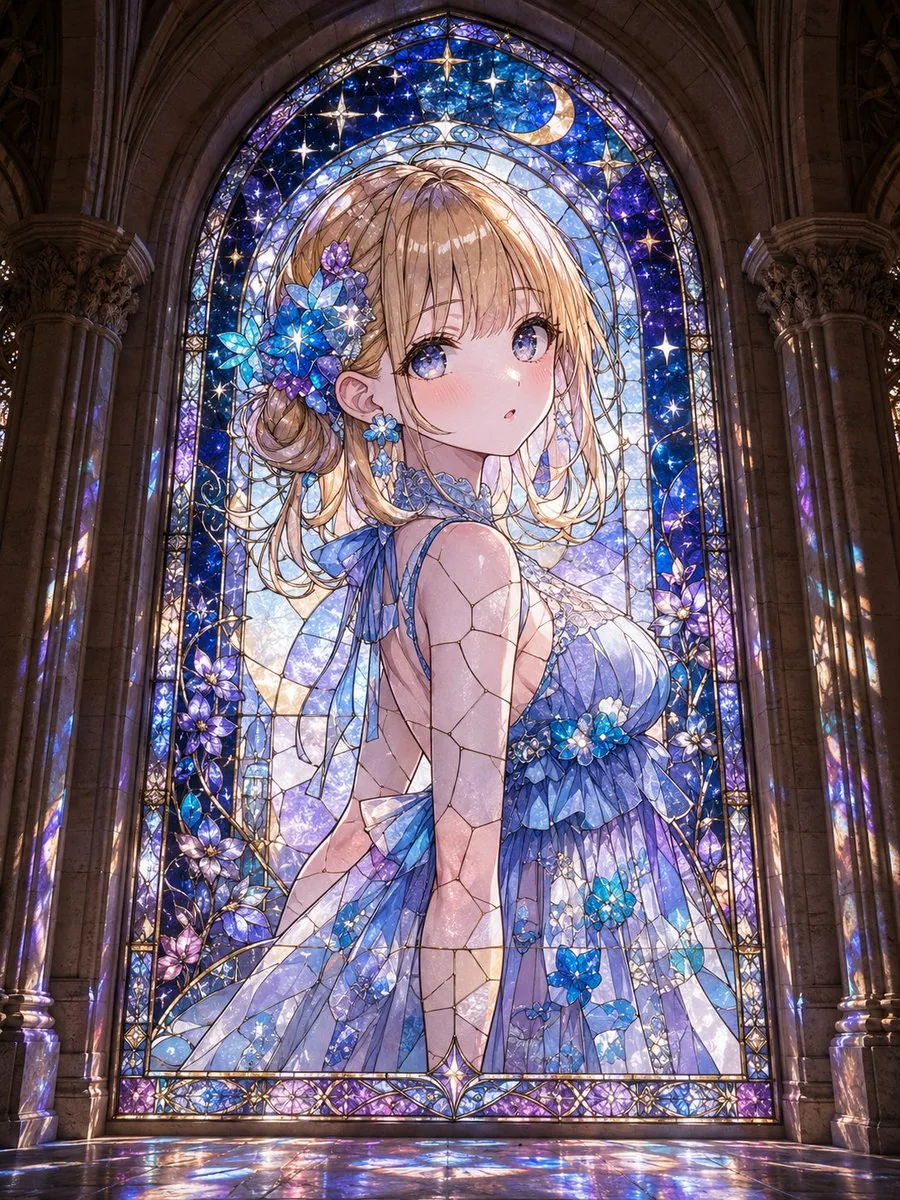 Anime Girl Stained Glass Chapel reference