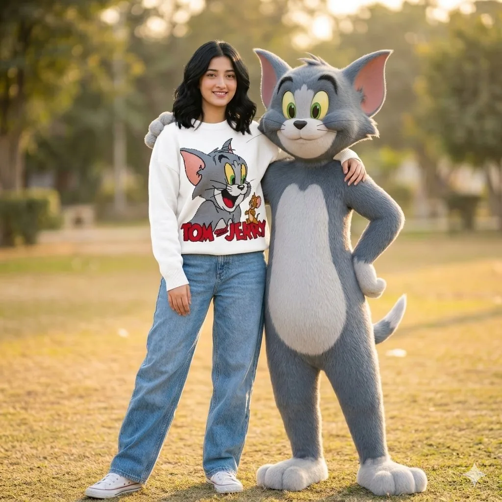 Fashion Photography with Cartoon Companion reference