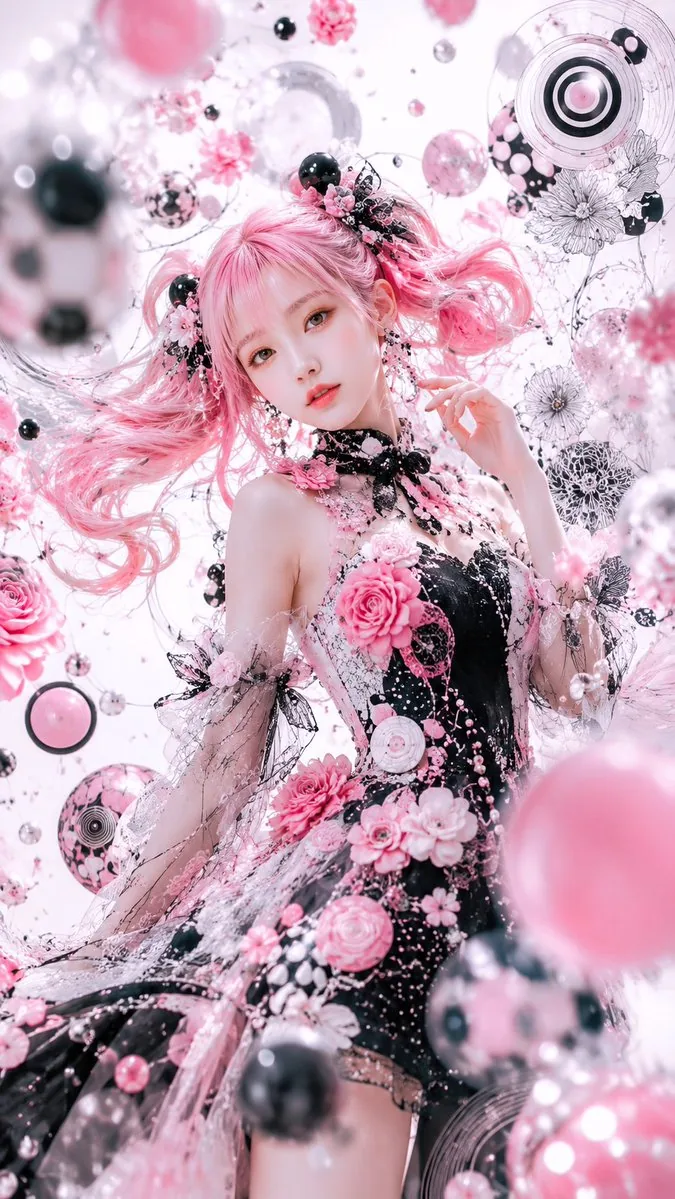 Pink Gothic Floral Fantasy Portrait reference
