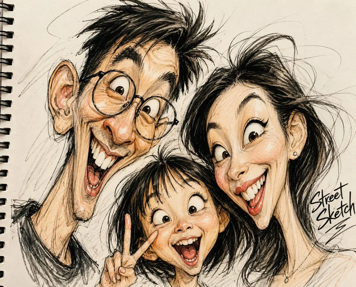 Grotesque Fashion Caricature Sketch reference