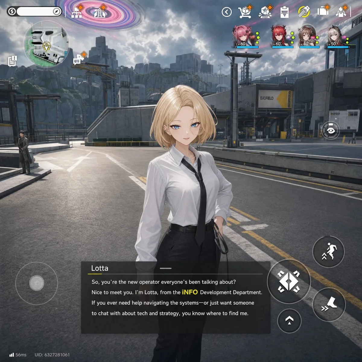 Sci-Fi Gacha RPG Dialogue Screenshot reference