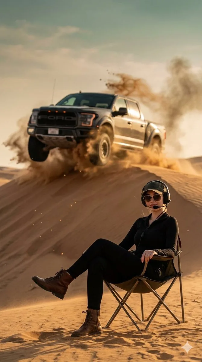 Desert Action Photography Prompt with Identity Lock - Nano Banana Pro AI Prompt for Social Media Post reference