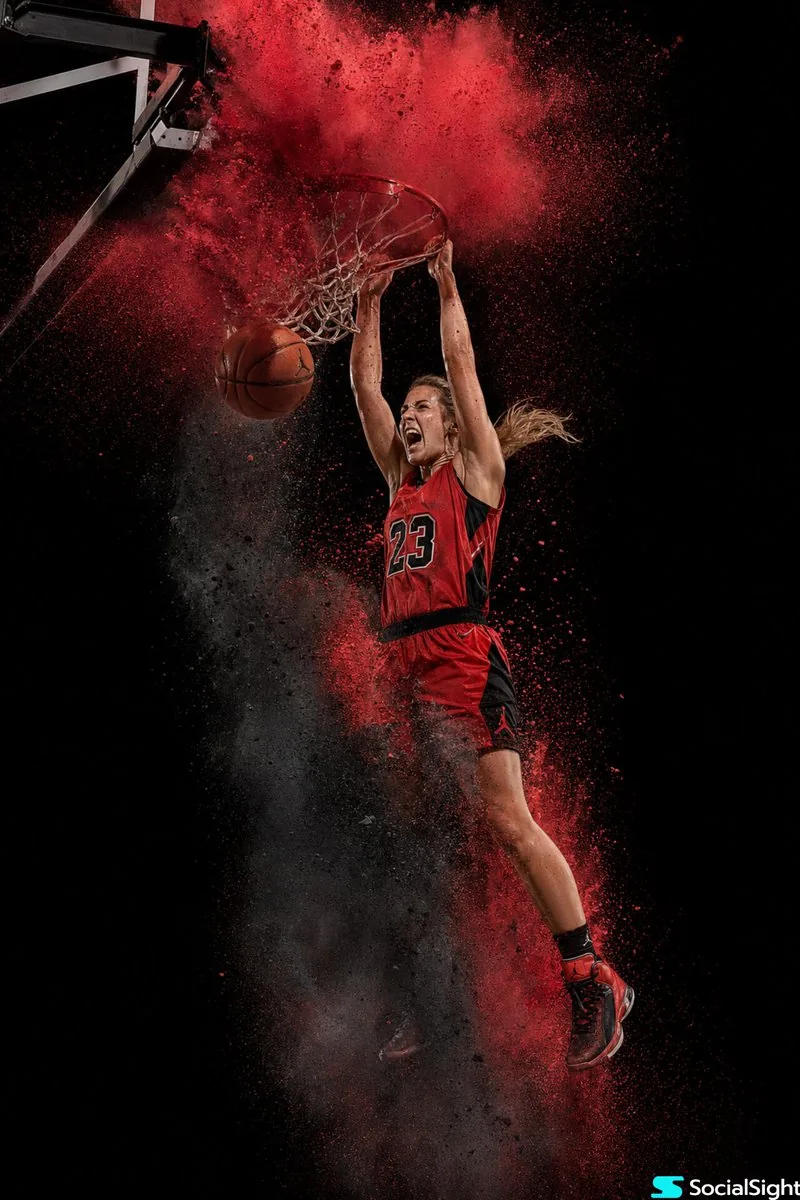 Action Basketball Dunk with Powder Explosion reference