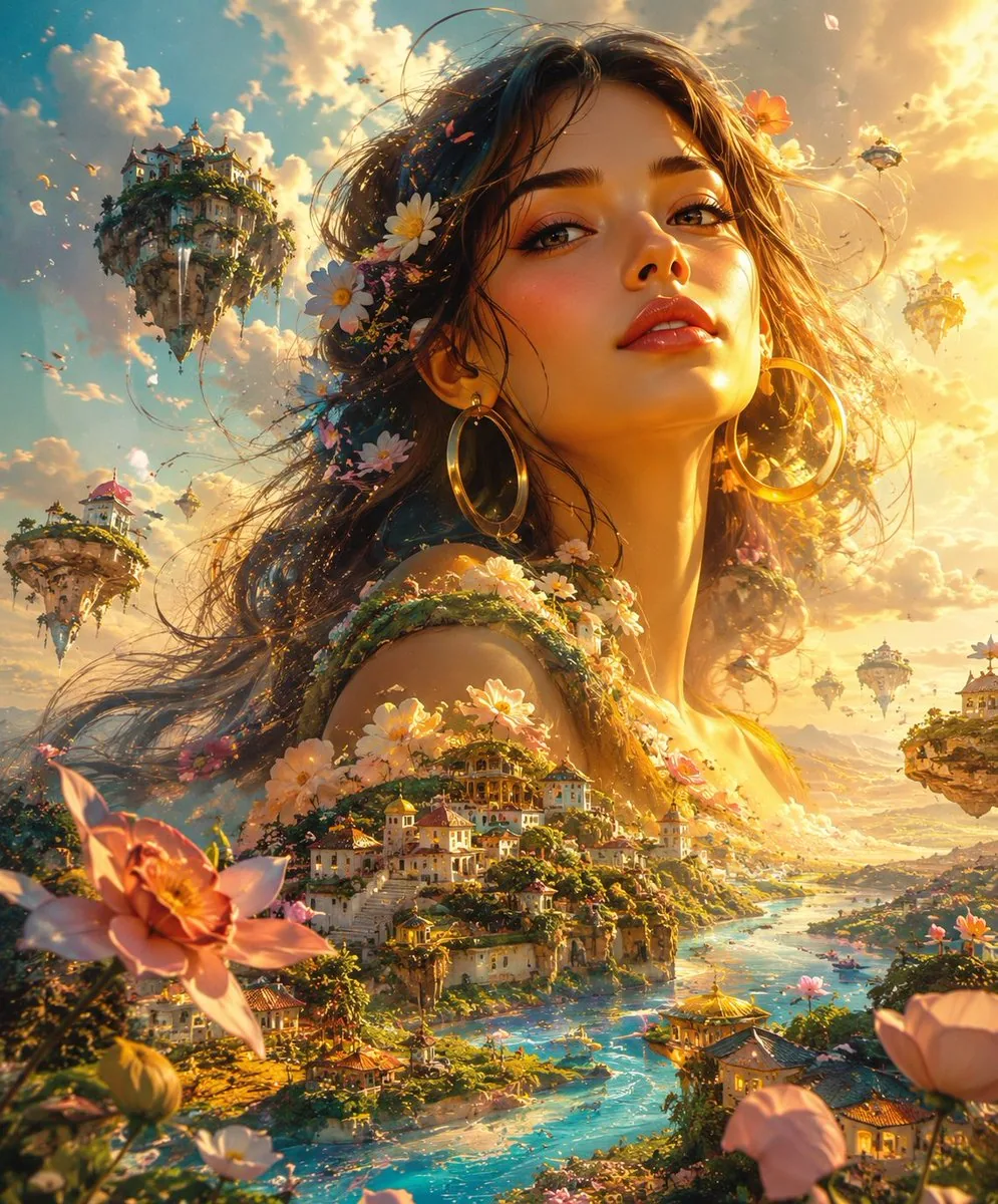 Ethereal Giant Woman Landscape reference
