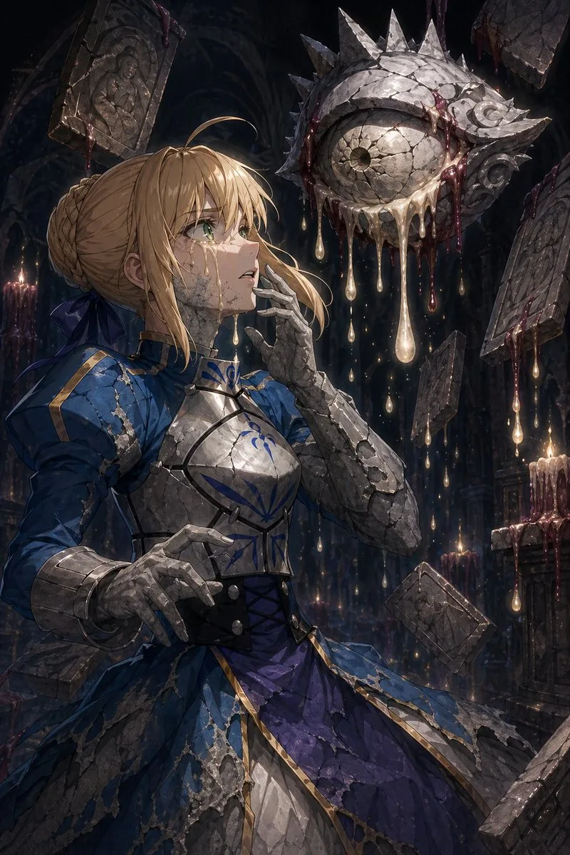 Partial Petrification Dark Fantasy Card Art reference
