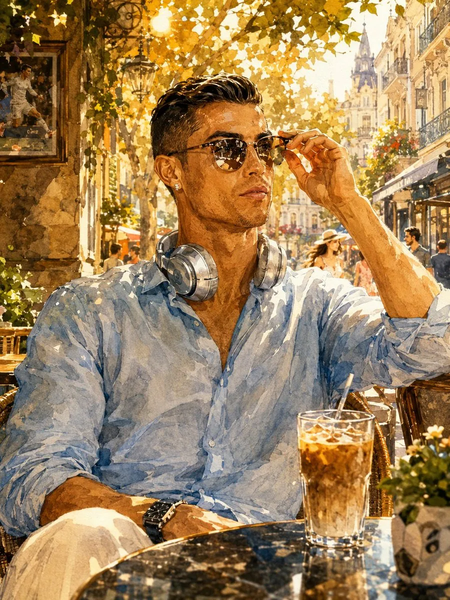 Cristiano Ronaldo Watercolor Portrait reference