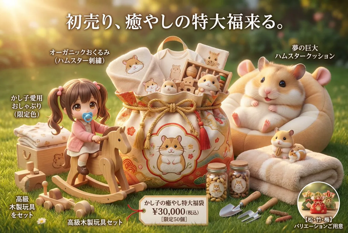 Luxury Fukubukuro (Lucky Bag) Advertisement Key Visual Prompt - Nano Banana Pro AI Prompt for Product Marketing reference