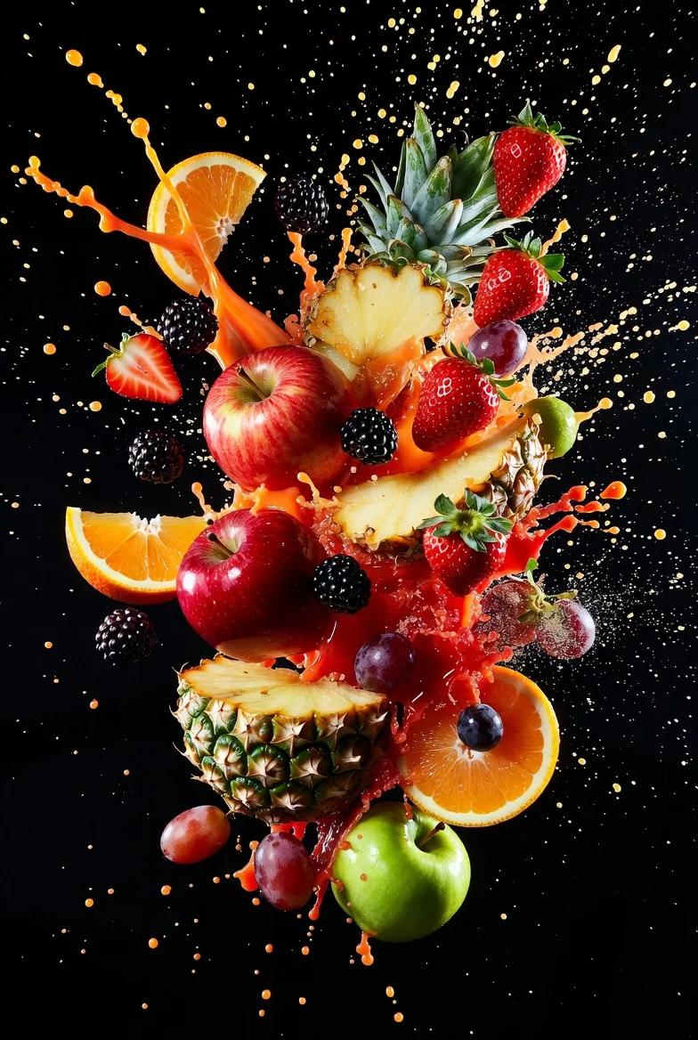 Exploding Fruit Arrangement Food Photography reference