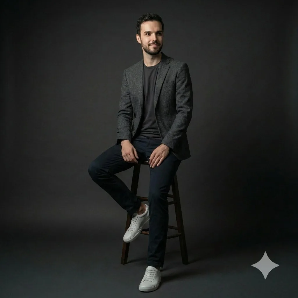 Photorealistic Studio Portrait Prompt for Male Model - Nano Banana Pro AI Prompt for Product Marketing reference