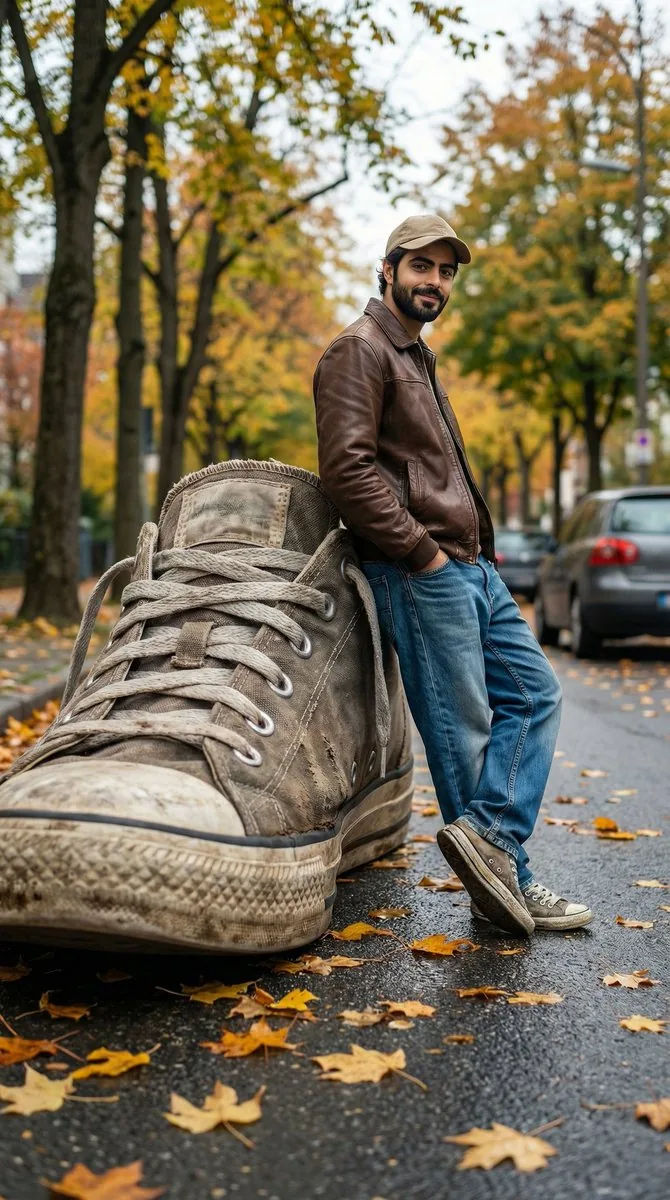 Forced-Perspective Giant Sneaker Street Scene reference