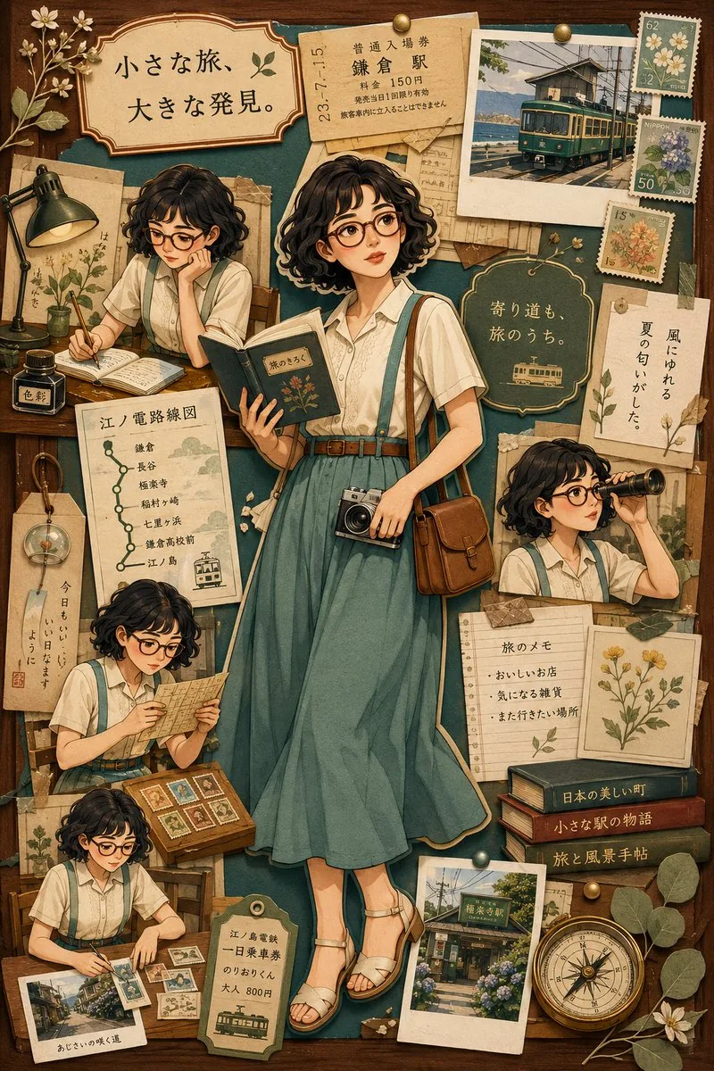 Nostalgic Travel Collage Scrapbook reference