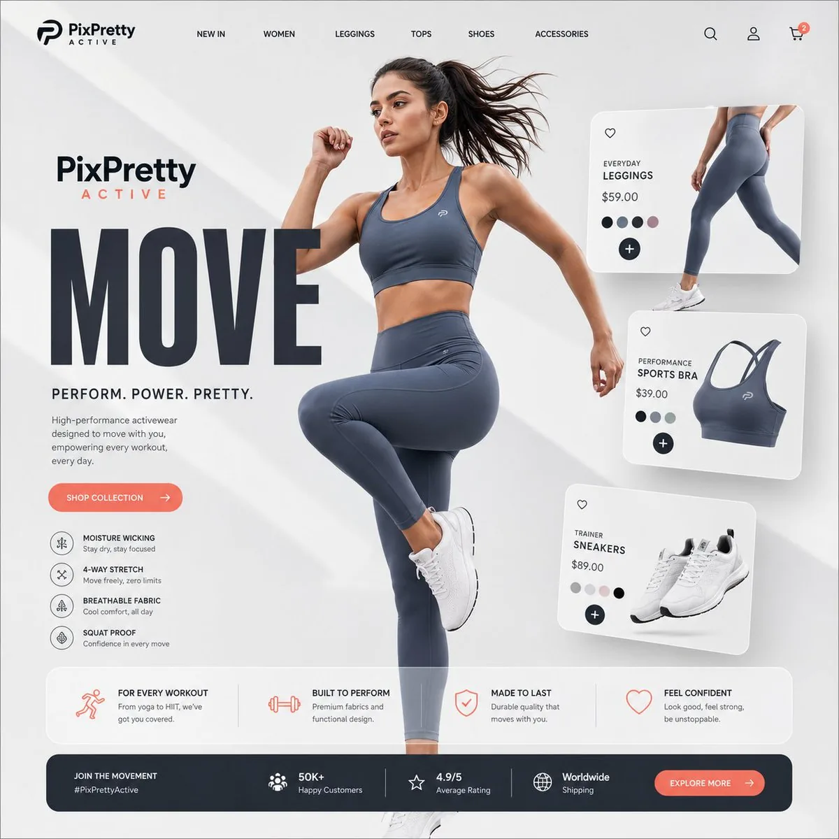 Premium Activewear Landing Page reference