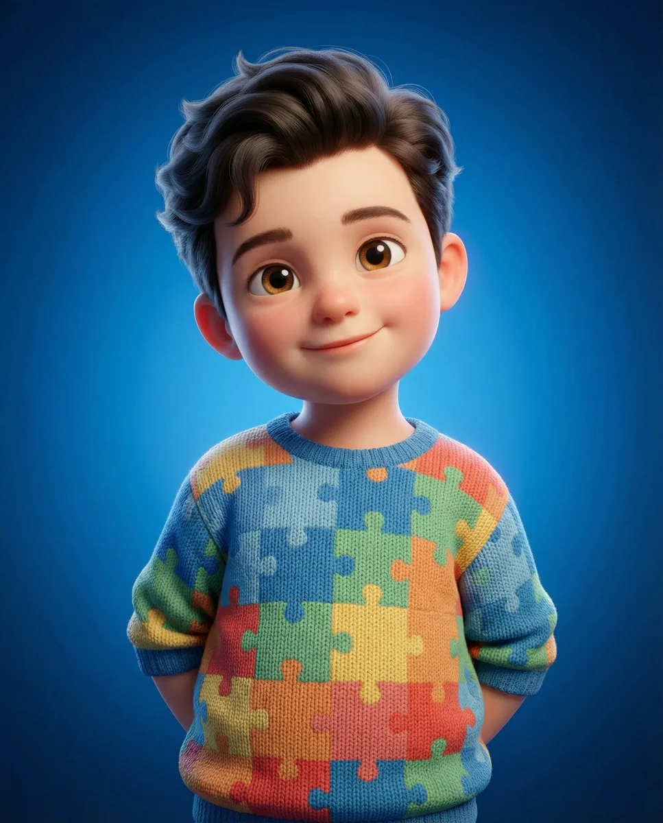 3D Render of Childlike Character in Puzzle Sweater - Nano Banana Pro AI Prompt for Profile / Avatar reference