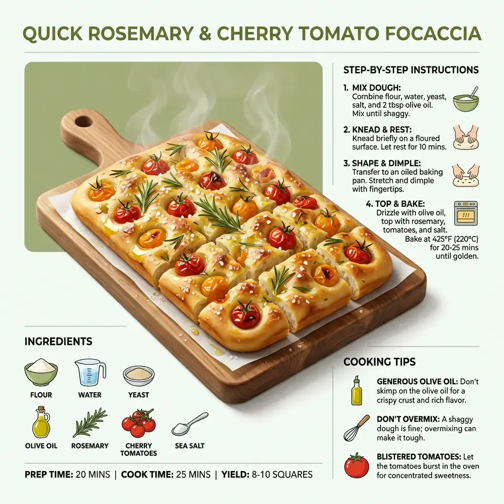 Ultra-Clean Modern Recipe Infographic for Focaccia reference