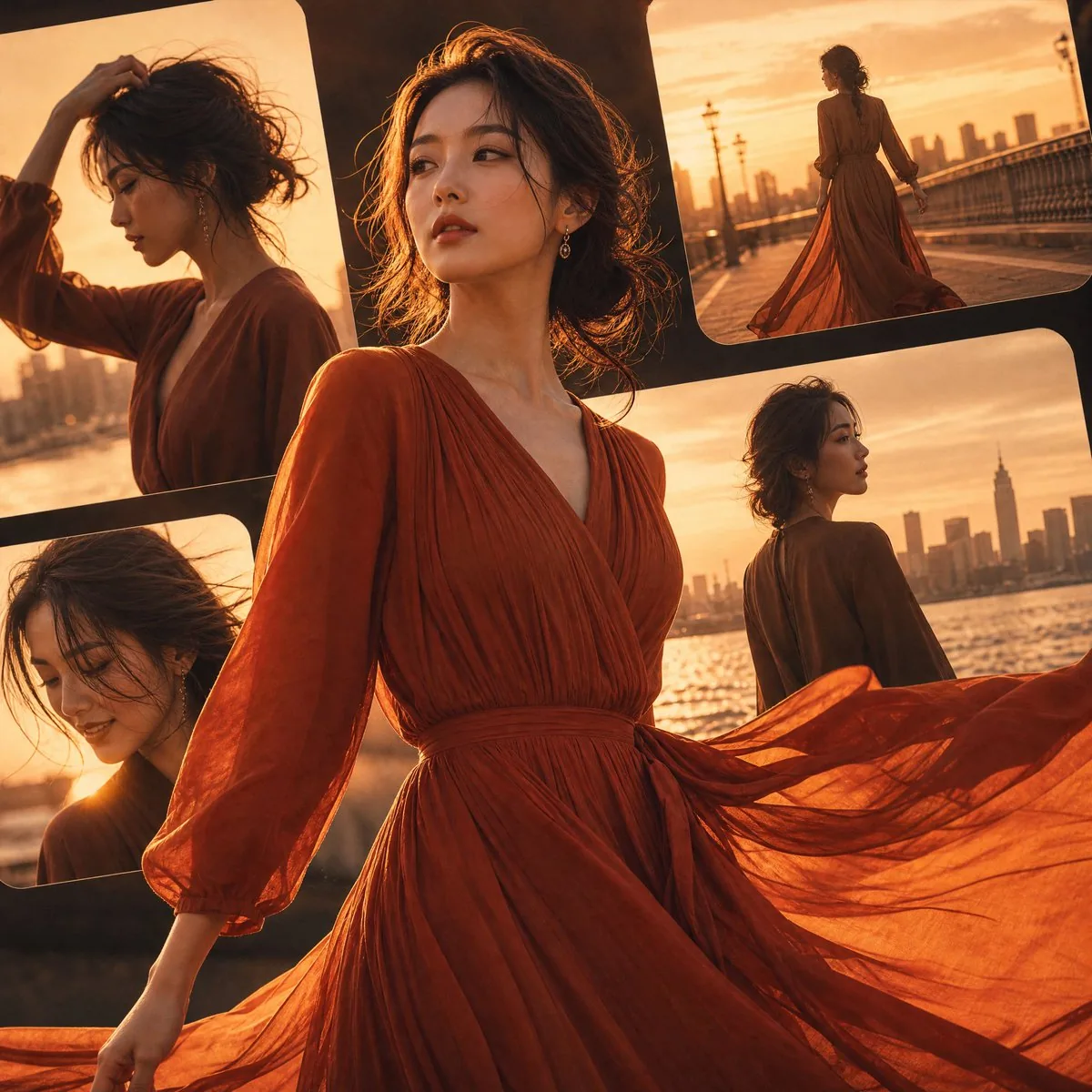 Japanese Fashion Golden Hour Collage reference