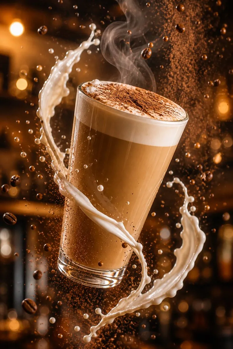 Cinematic Spinning Latte Splash reference