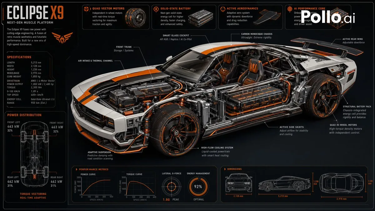 Futuristic Muscle Car Infographic reference
