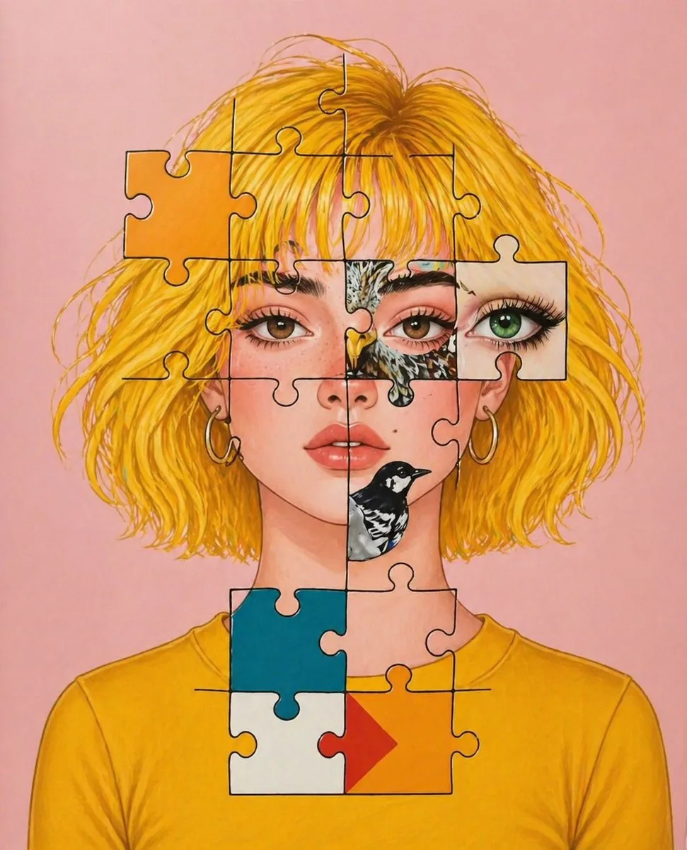 Surreal Jigsaw Portrait Illustration reference